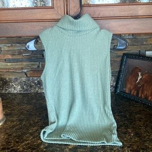 Sweater Tank top with Turtle Neck-Mint Green